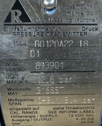 Rosemount 1144 G0120A22I8C1-4