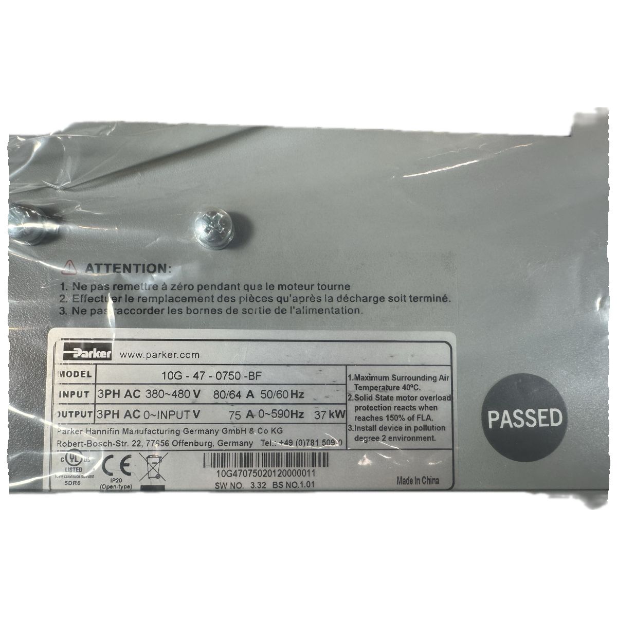 NJ001 Inverter Drive Parker 10G-47-0750-BF 37kW_4