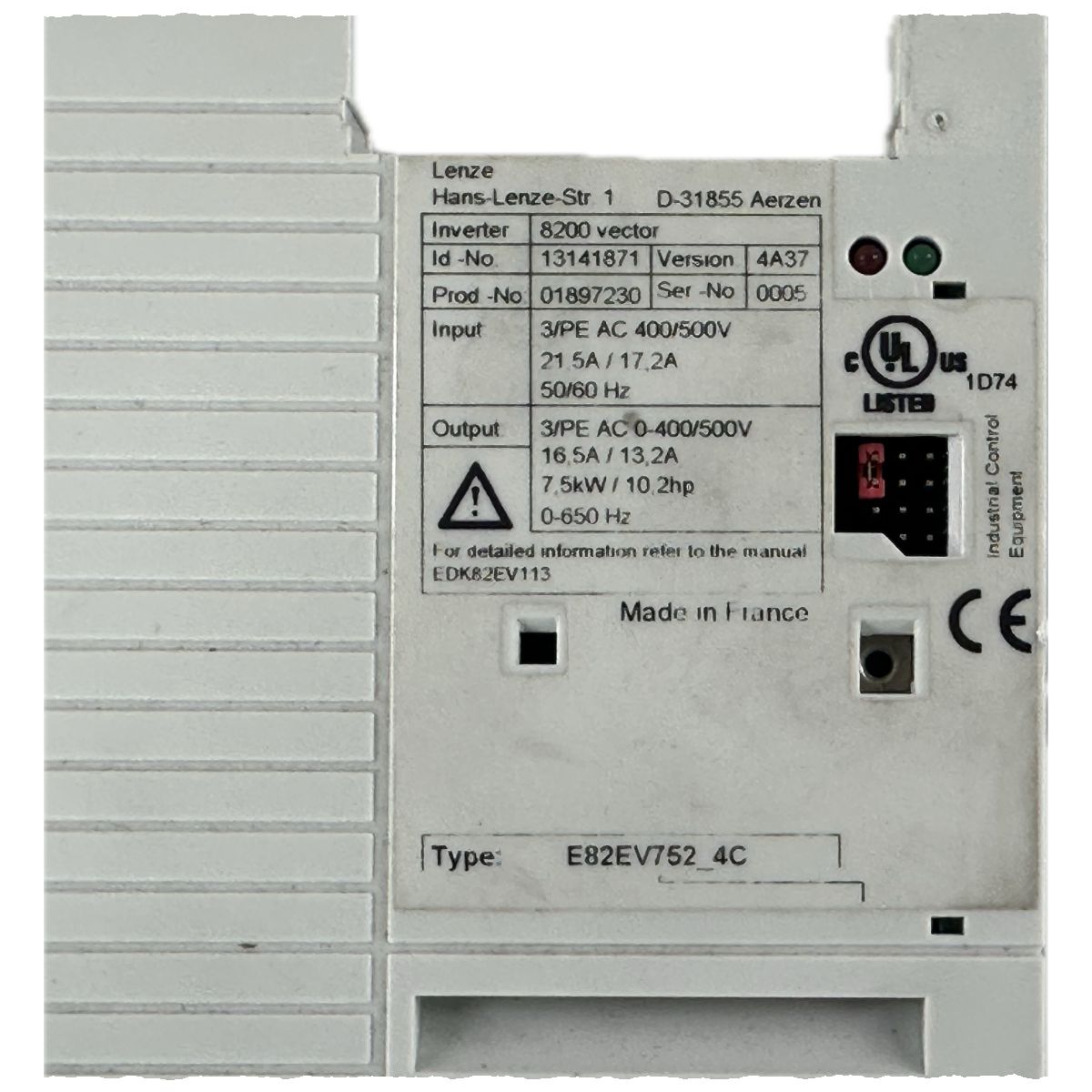 NJ030 Frequenzumrichter Lenze E82EV752_4C 7,5kW_4