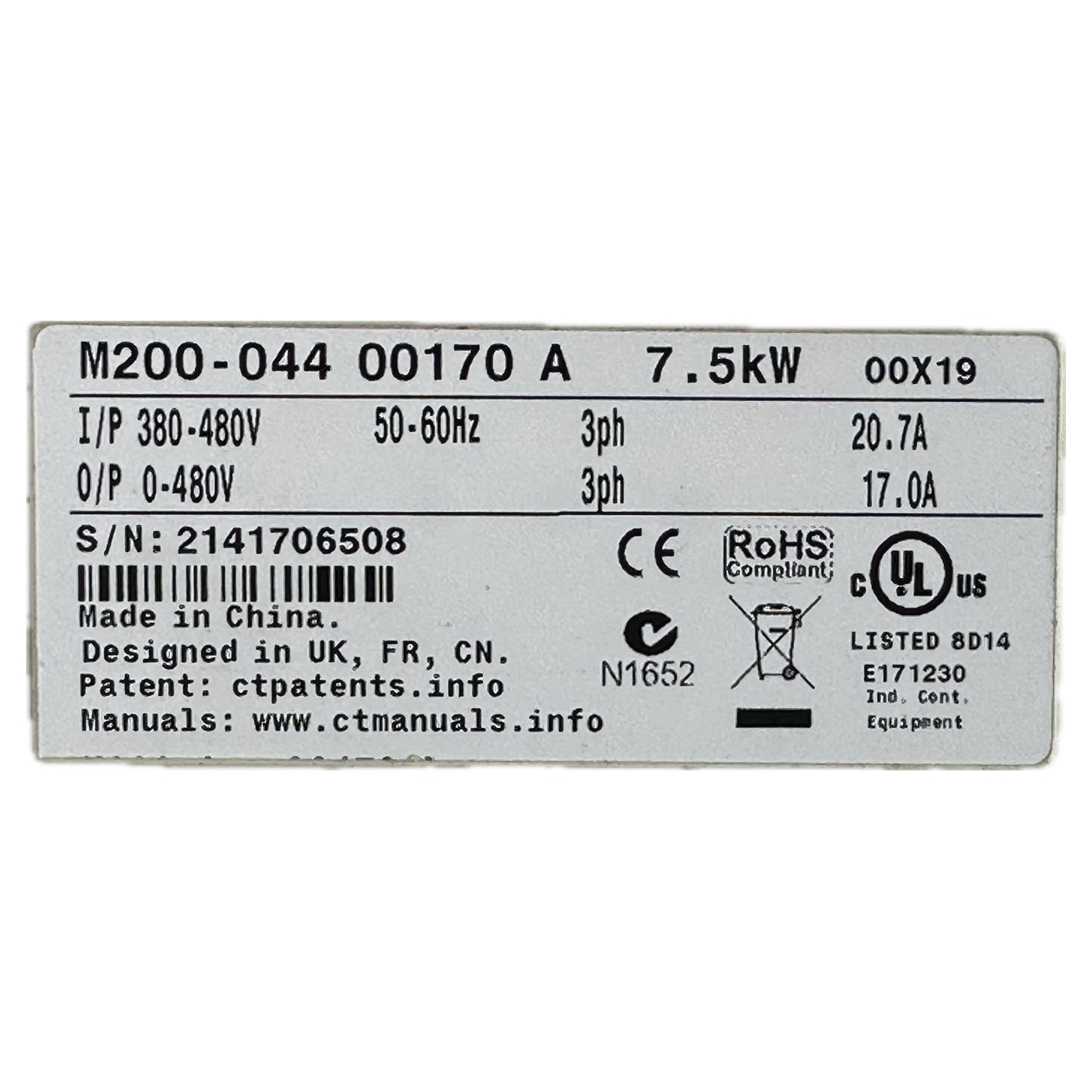 NJ080 Frequenzumrichter Emerson M200-044 00170 A 7,5kW_4