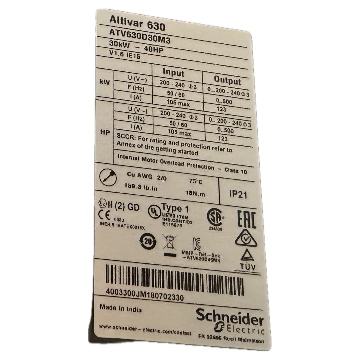 NJ090 Softstarter Schneider Altitvar 630 ATV630D30M3_4