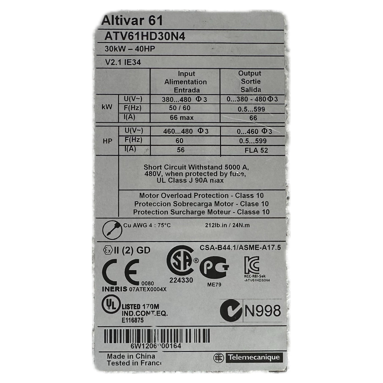 NJ096 Altivar 61 Frequenzumrichter Schneider ATV61HD30N4_4