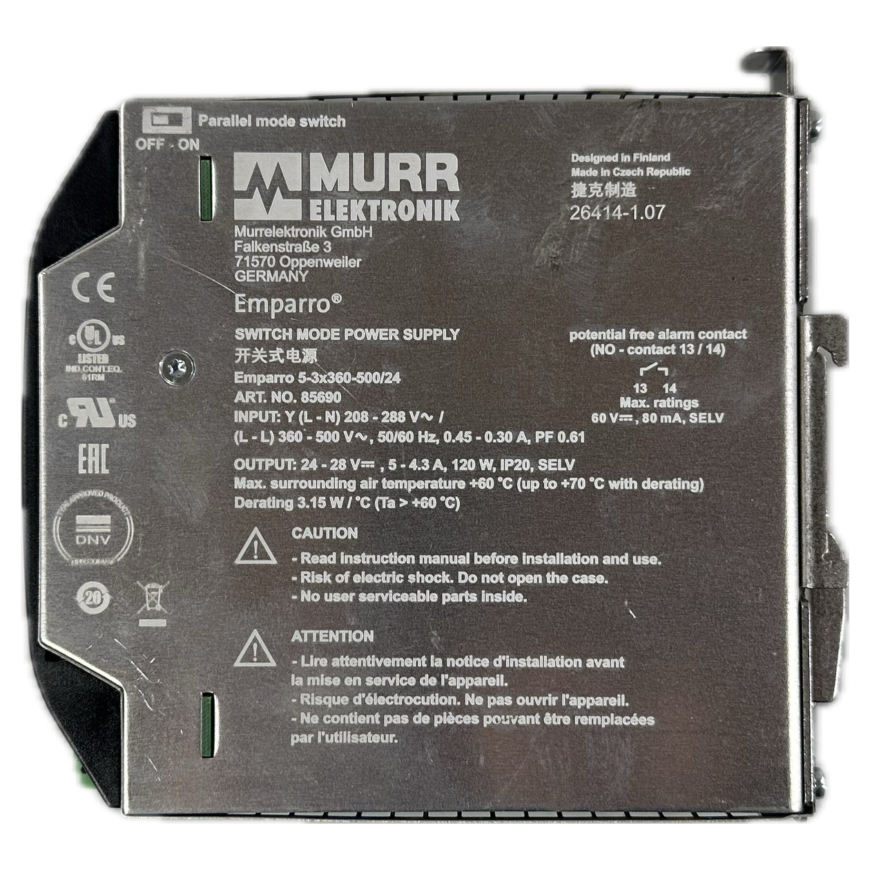 NJ245 Power Supply Murr 85690 Emparro 5-3x360-500/24 120W_4
