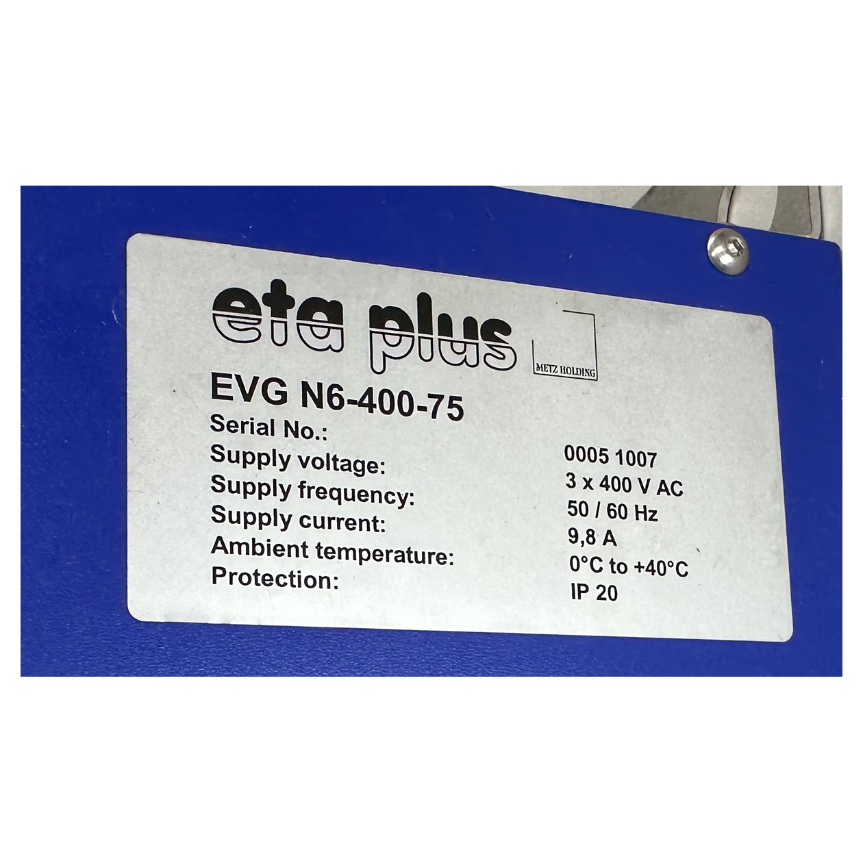 NJ325 ballast Electronic Balast Eta Plus EVG N6-400-75 3Ph 400V AC 9.8A_5