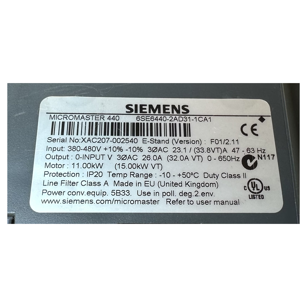 NJ418 Frequenzumrichter Siemens 6SE6440-2AD31-1CA1 11KW_4