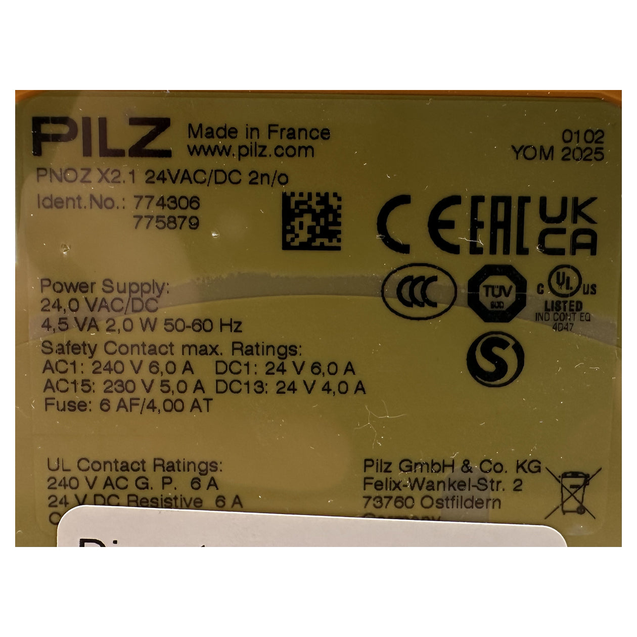 NJ529 Safety Relay Pilz PNOZ X2.1 24VAC/DC 2n/o_4