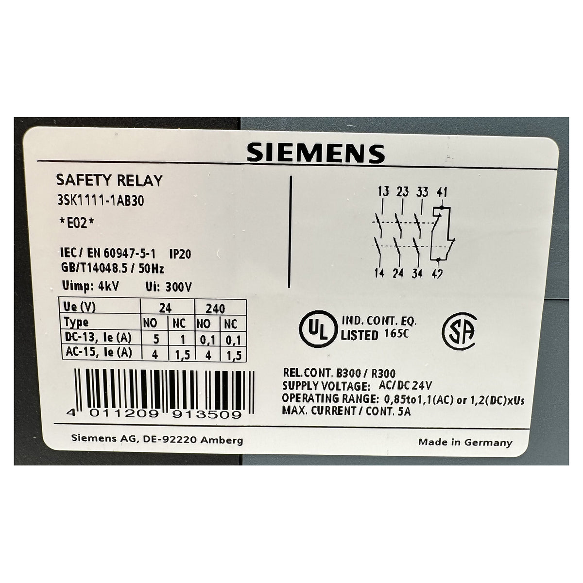 NJ532 Safety Relay Siemens 3SK1111-1AB30 E02 OVP_4