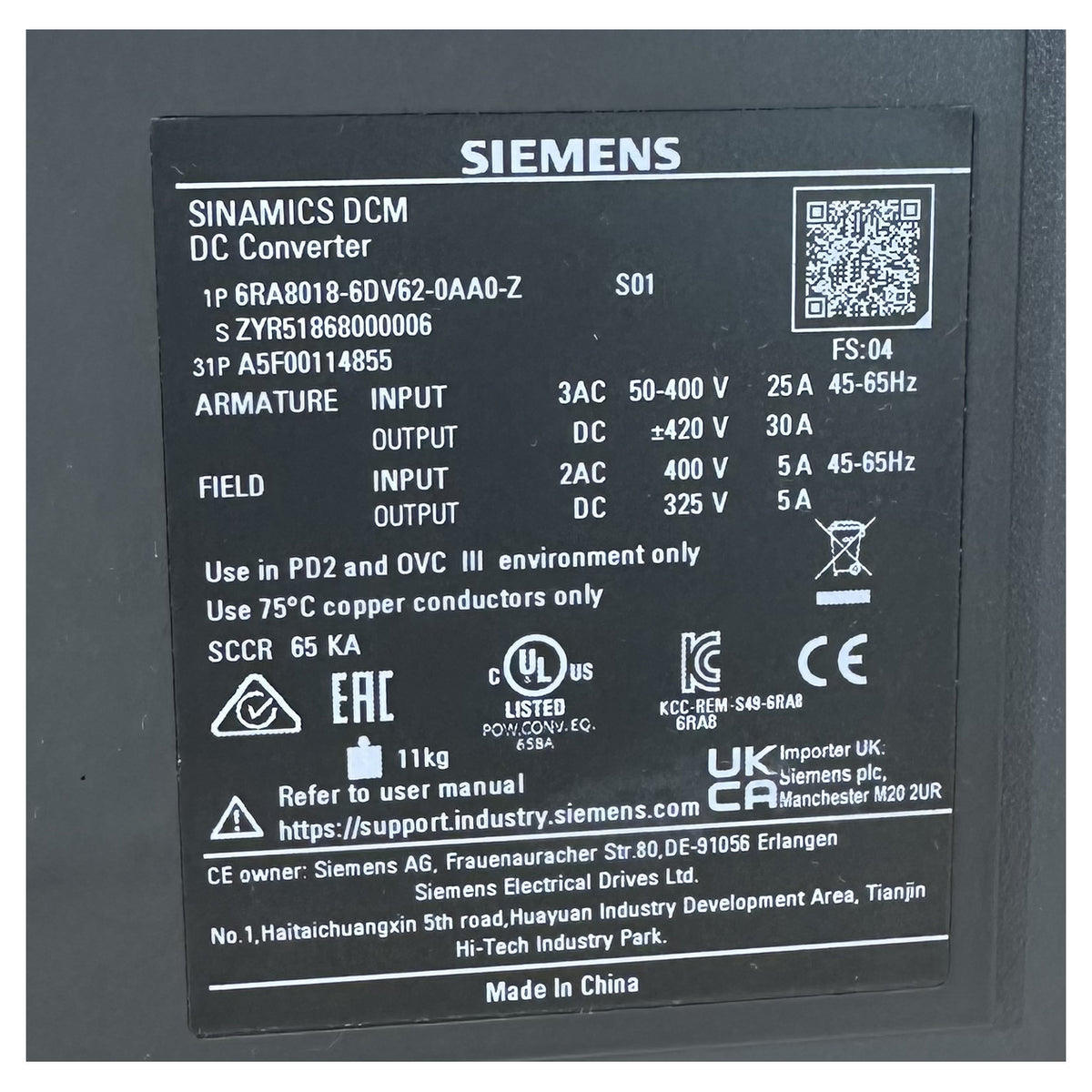 NJ617 Power Converter DC Converter Siemens 6RA8018-6DV62-0AA0-Z 420VDC 30A_6