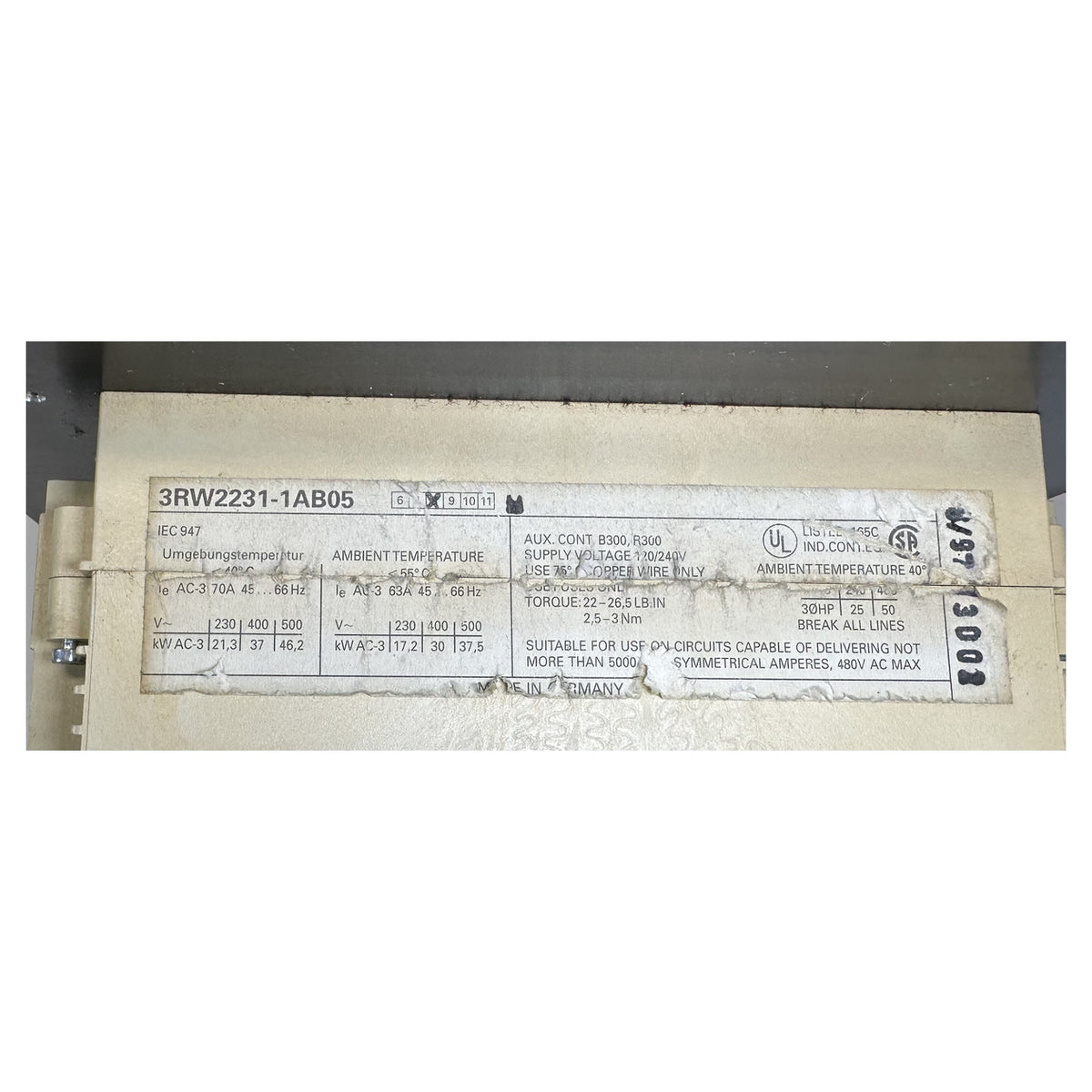 NJ619 Soft starter Soft starter Siemens 3RW2231-1AB05 37KW_4