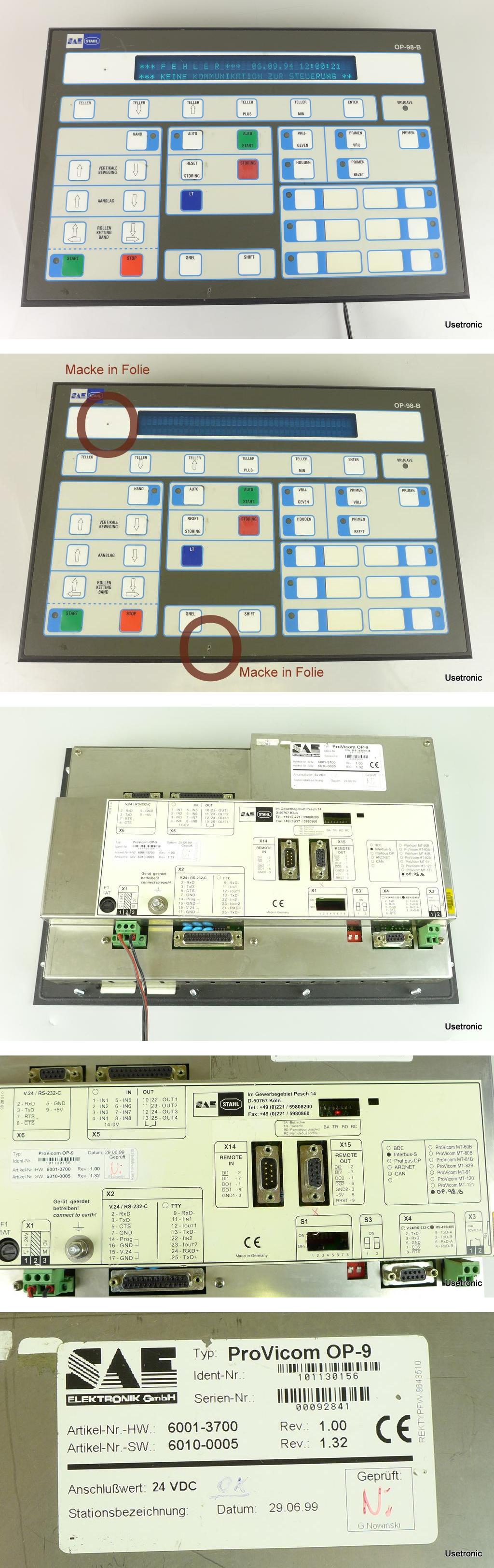 PP567 Panel Stahl SAE OP 98 B Provicom 6001-3700 Interbus-S_2