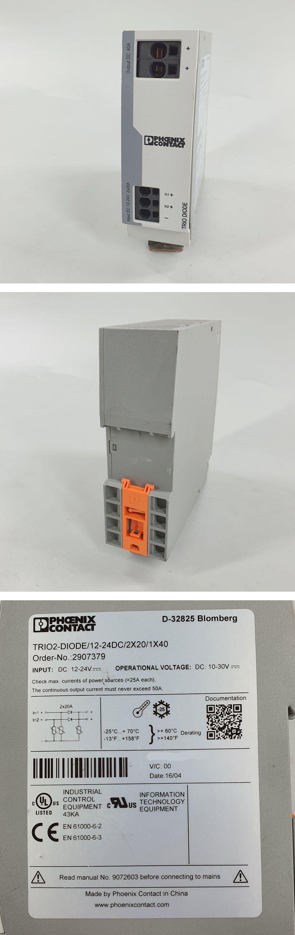 PQ126 Phoenix Contact TRIO2-DIODE/12-24DC/2X20/1x40 2907379_2