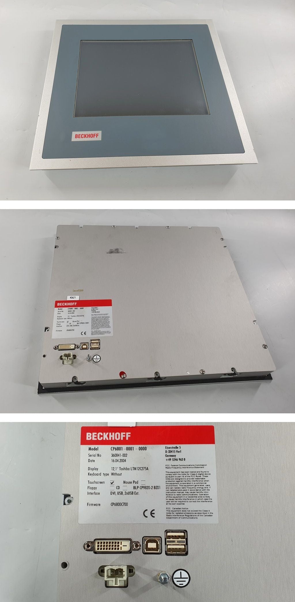 PQ1329 Touchpanel Beckhoff CP6801-0001-0000 12,1"_2