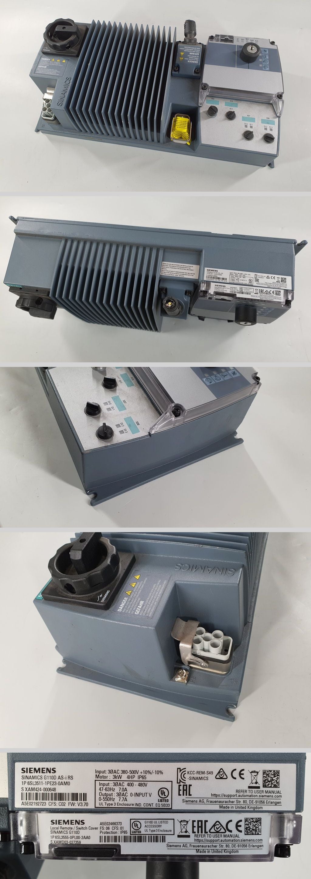 PQ2520 Frequenzumrichter Siemens 6SL3511-1PE23-0AM0 3KW C02 V3.70_2