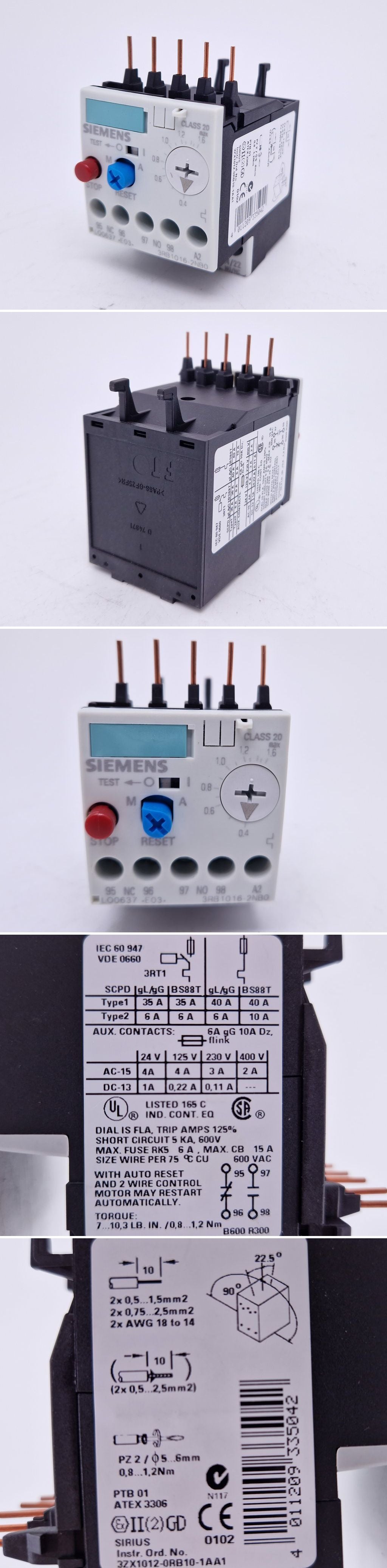 .PQ3233 Leistungsschalter Motorschutzschalter Siemens 3RB1016-2NB0 0,4-1,6A