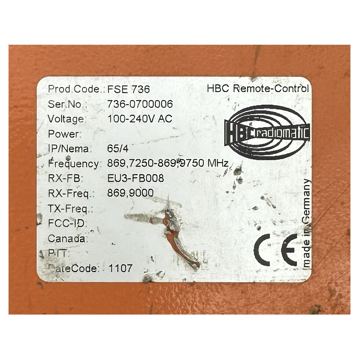 PQ3810 Funkfernsteuerung Empfänger Kran HBC Radiomatic FSE 736_5