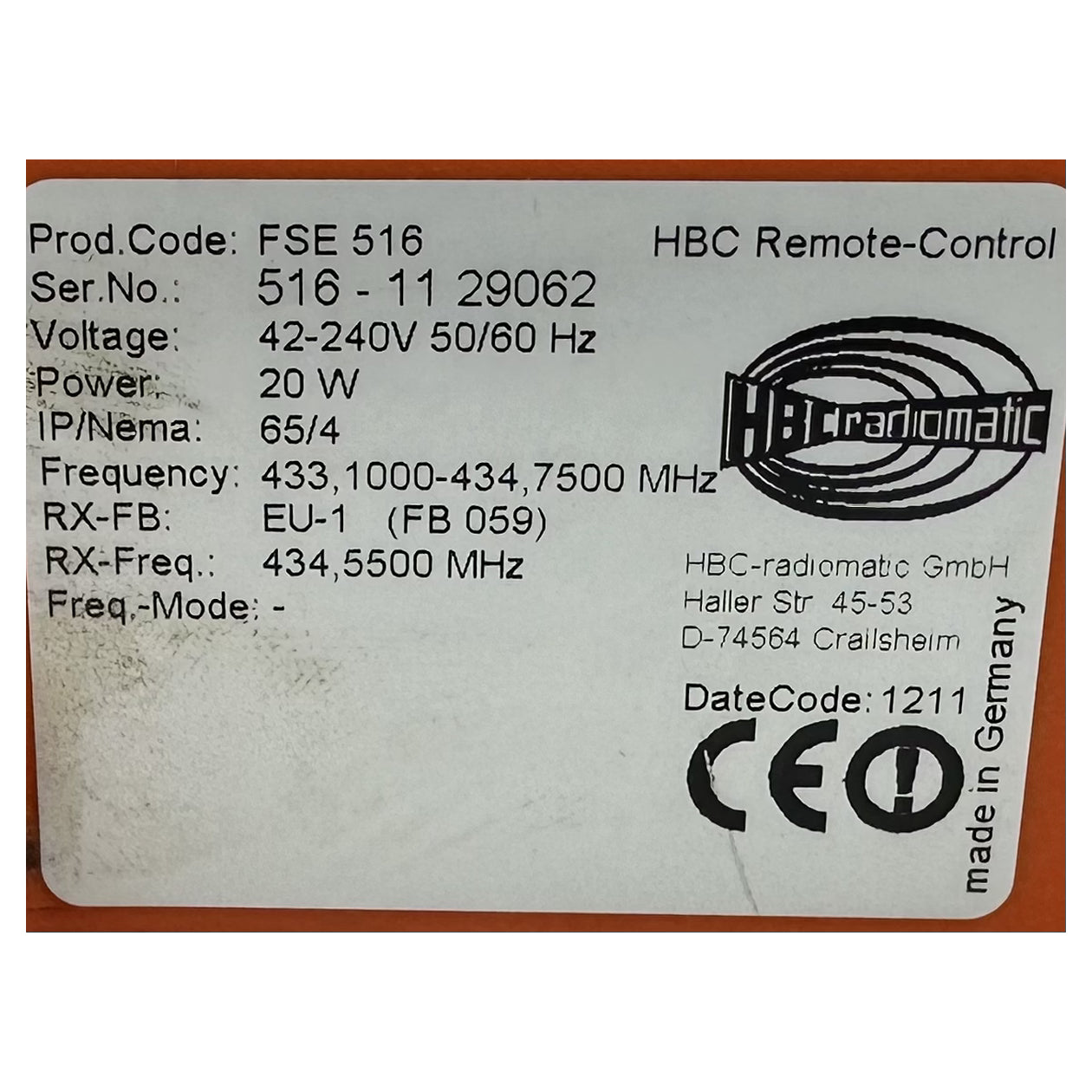 PQ5268 Kransteuerung Empfänger HBC FSE 516 434 MHz_4