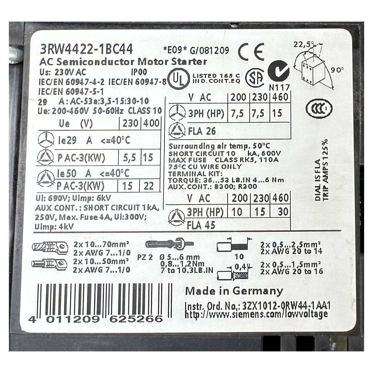 PQ5301 Sanftanlauf Softstarter Siemens 3RW4422-1BC44 22KW an 400V AC_4