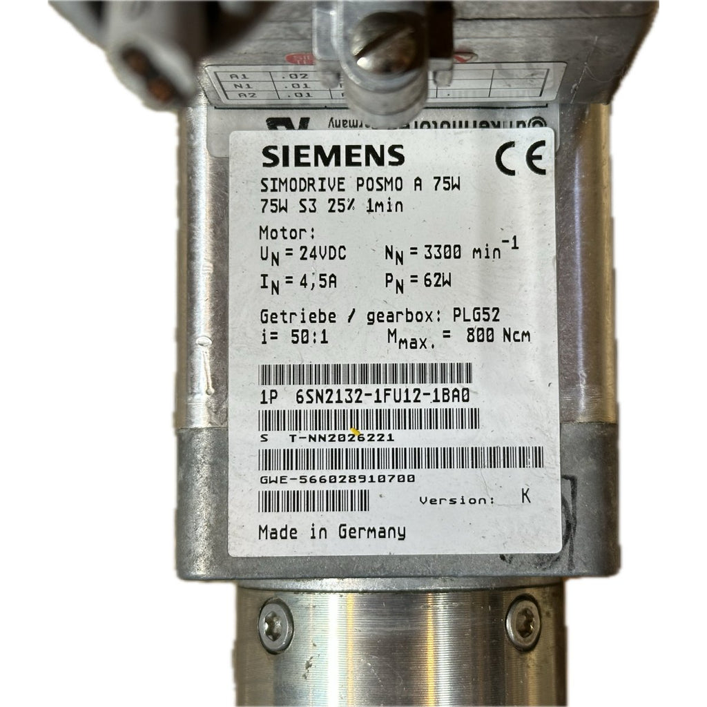 Posmo .Aj1010 servoMotor posmo a 75W Siemens 6SN2132-1FU12-1BA1 version K