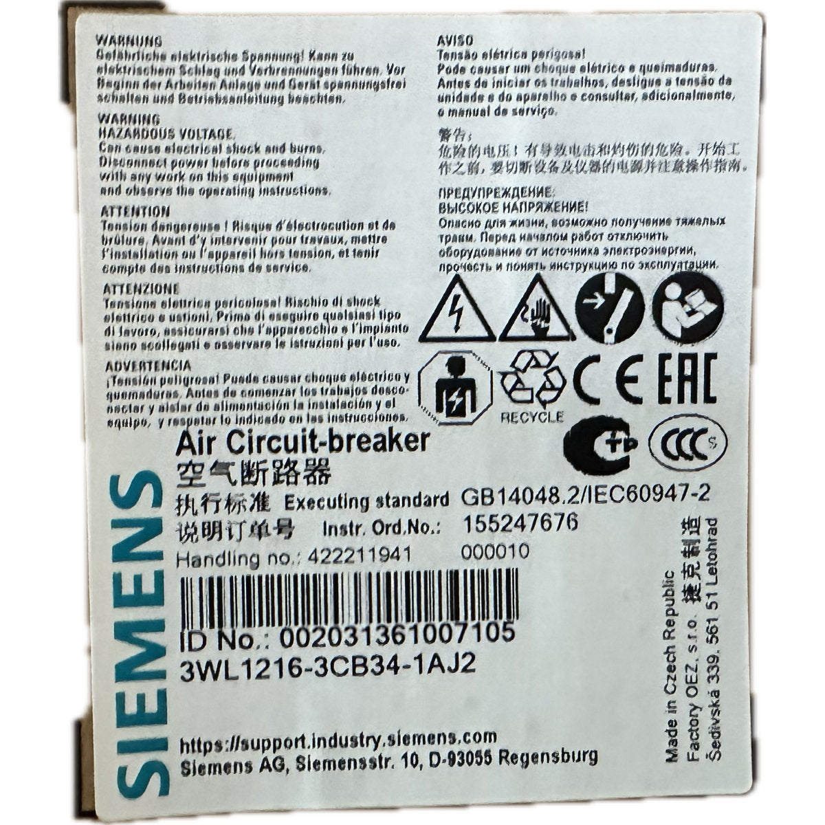 AJ1213 Leistungsschalter Siemens 3WL1216-3CB34-1AJ2_4