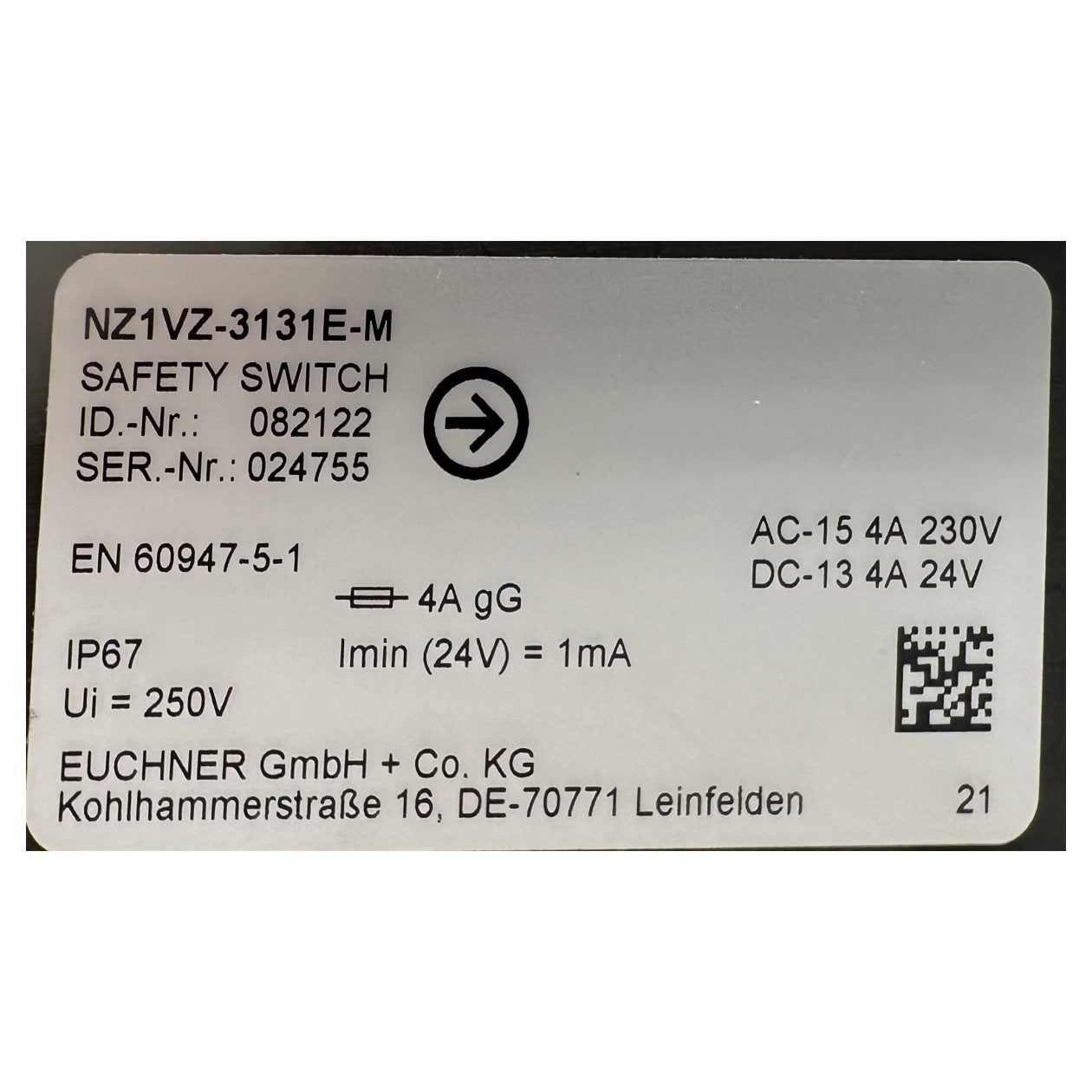 AJ292 Sicherheitsschalter Euchner NZ1VZ-3131E-M Geöffnet_4