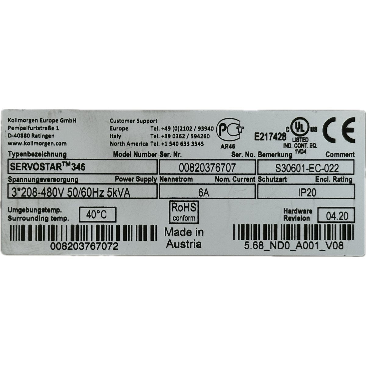 Kollmorgen Servostar 346 6A-4