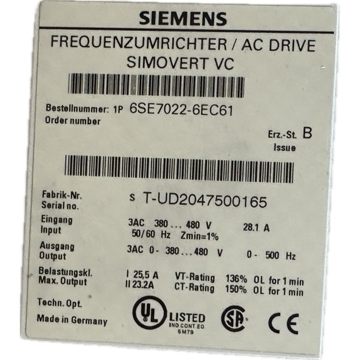 Siemens 6SE7090-0XX84-0AH2-5