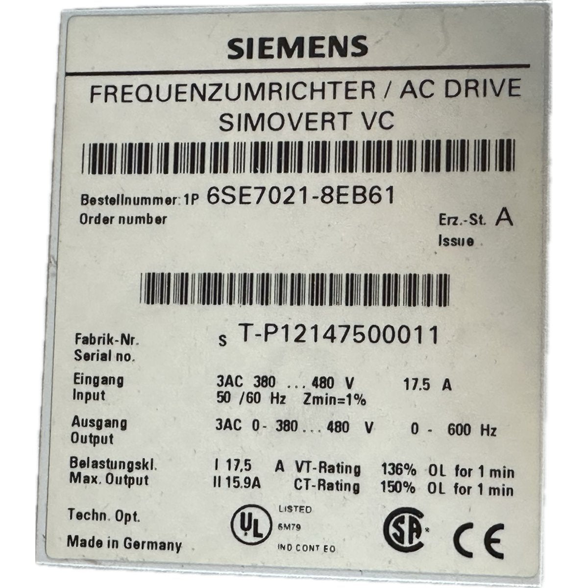 Siemens 6SE7021-8EB61-6