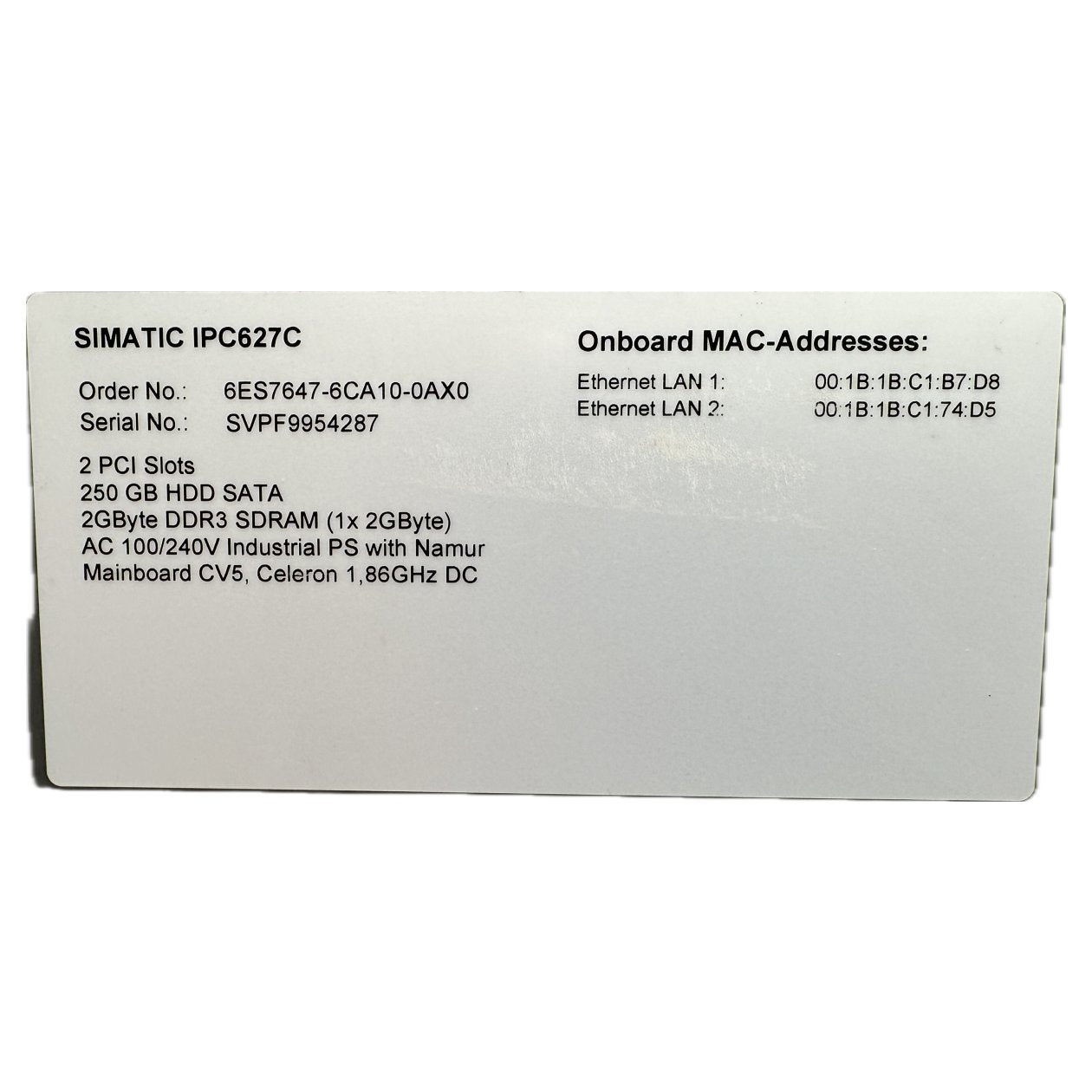 Simatic IPC627 Siemens 6ES7647-6CA10-0AX0 6ES7 647-6CA10-0AX0_5