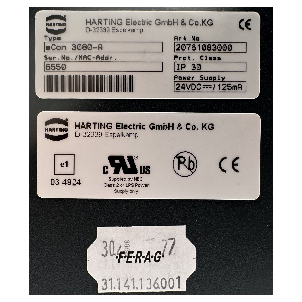 AJ618 Ethernet Switch Harting 20761083000 eCon 3080-A OVP_4