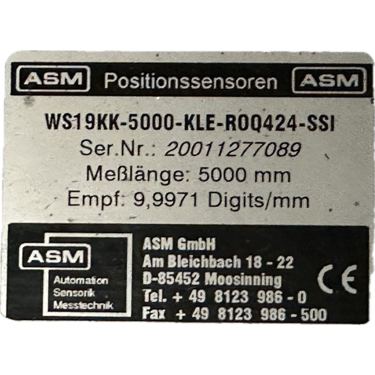 ASM WS19KK-5000-KLE-R0Q424-SSI-4
