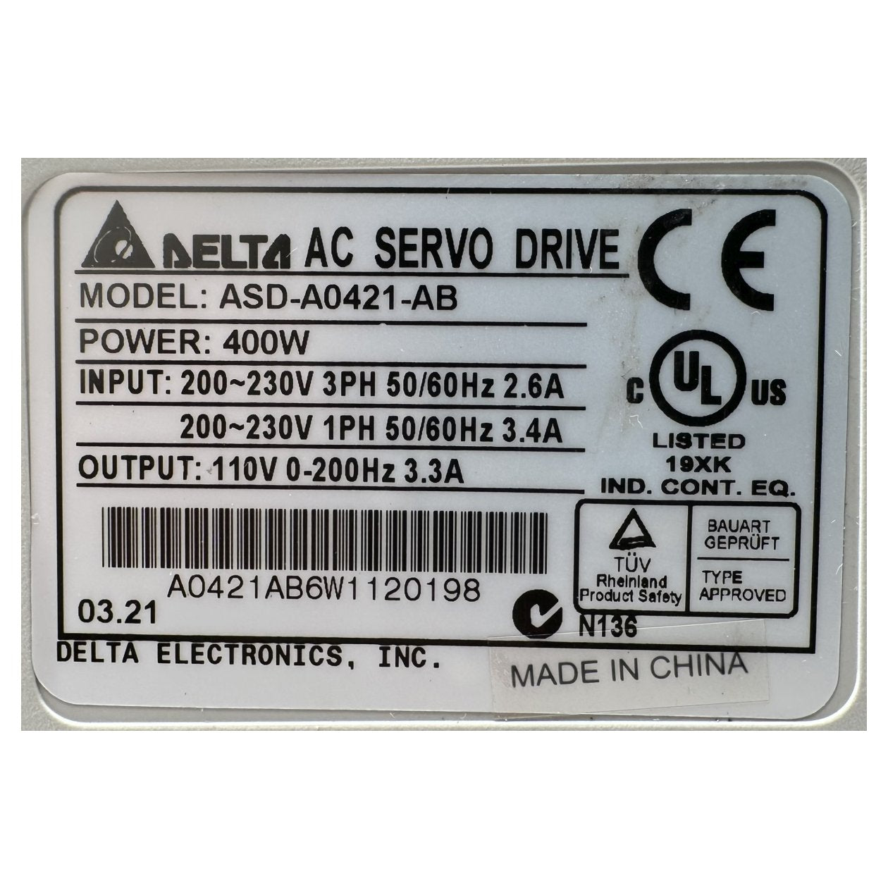 AJ689 Servo Drive Delta ASD-A0421-AB A0421AB6W1120198 OVP_4