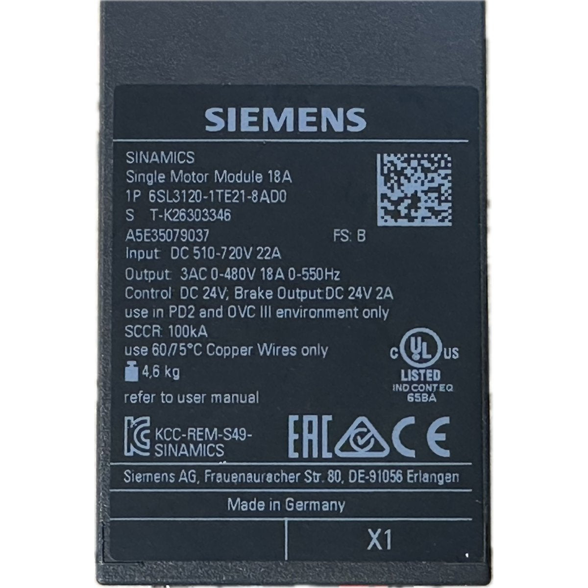 Siemens 6SL3120-1TE21-8AD0-4