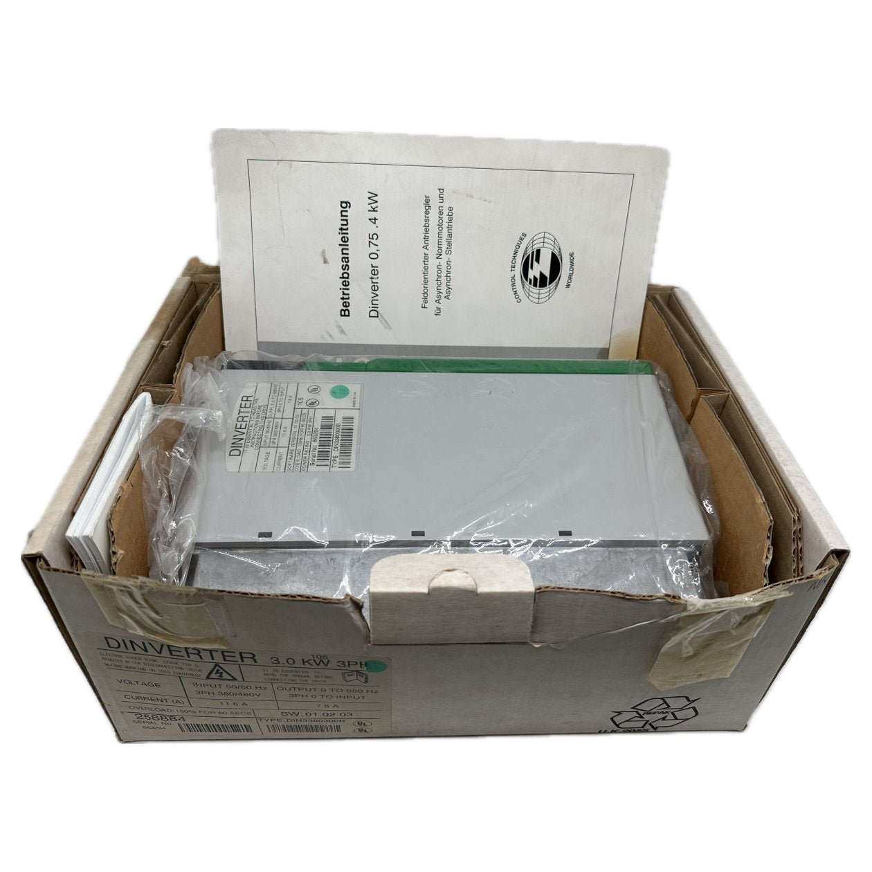 AJ801 Frequenzumrichter Control Techniques DIN3380300B Karton Beschädigt