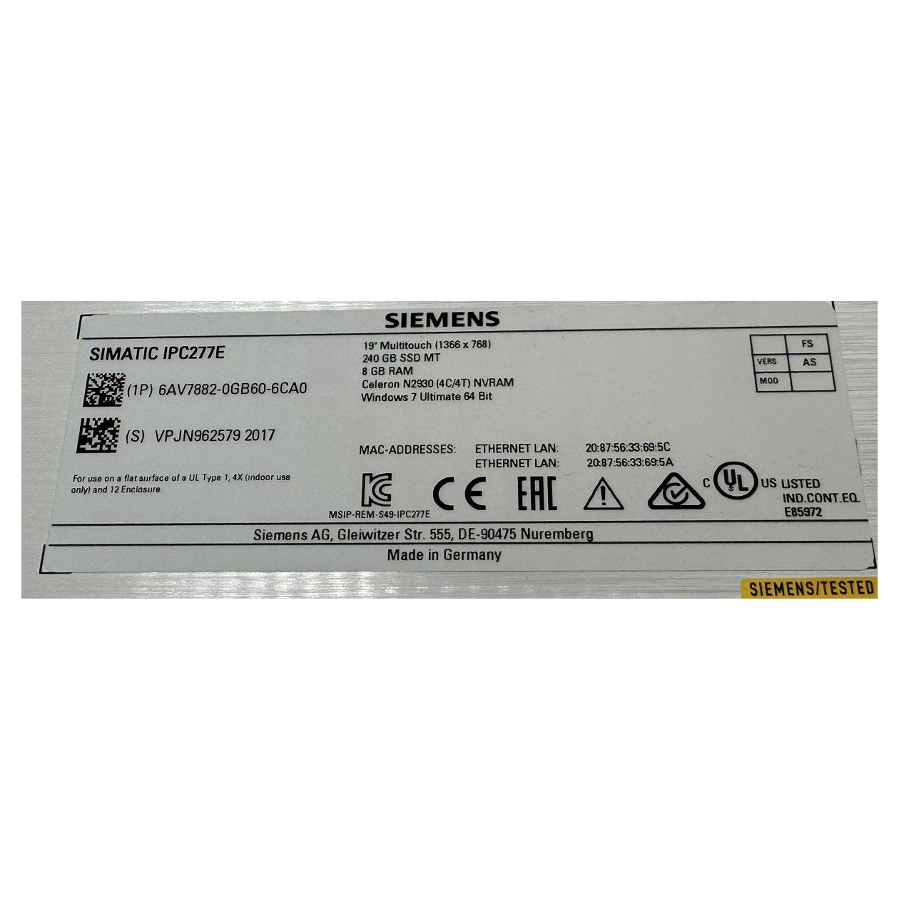 Simatic IPC277E Siemens 6AV7 882-0GB60-6CA0_5