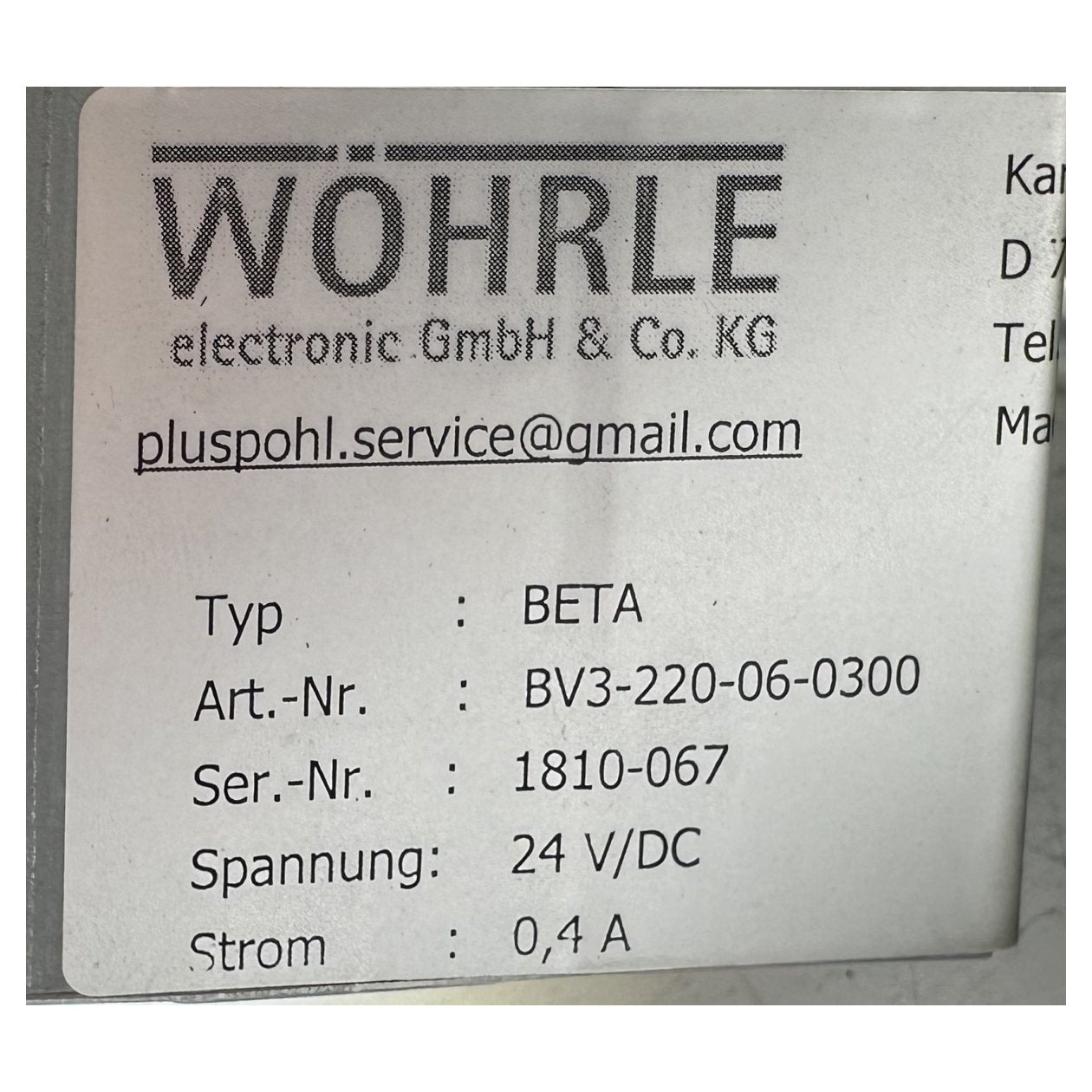 DJ1008 Bedienpanel Wöhrle BV3-220-06-0300 BETA_4