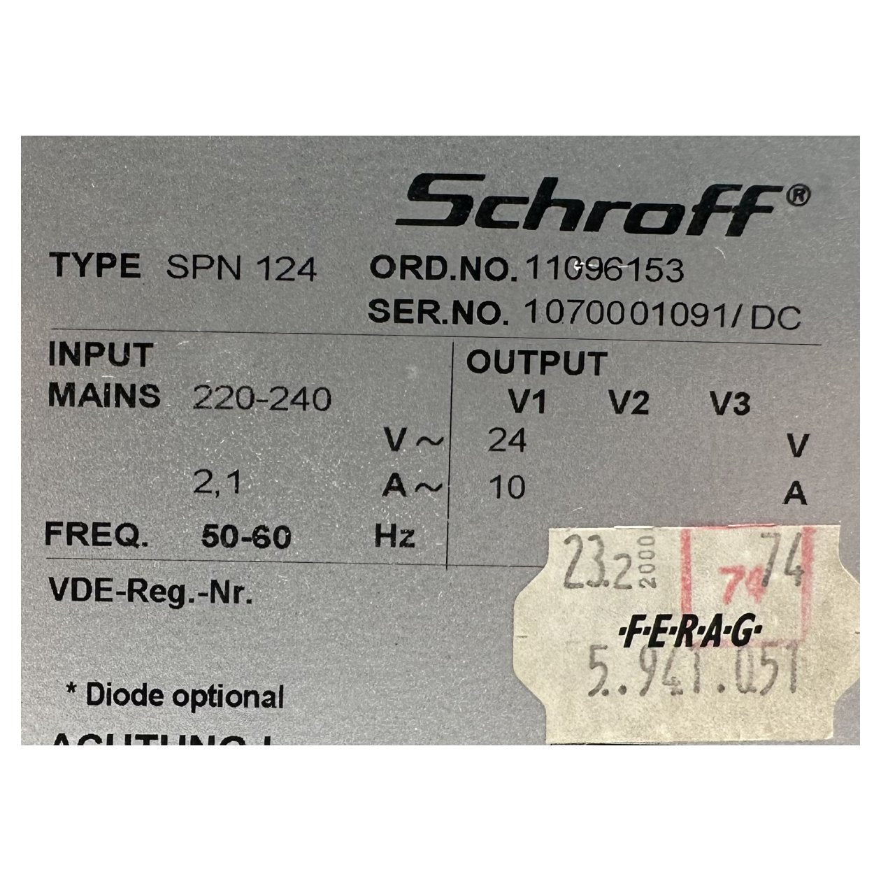 DJ1012 Netzteil Schroff SPN 124 11096-153 Ferag 5.941.051_3