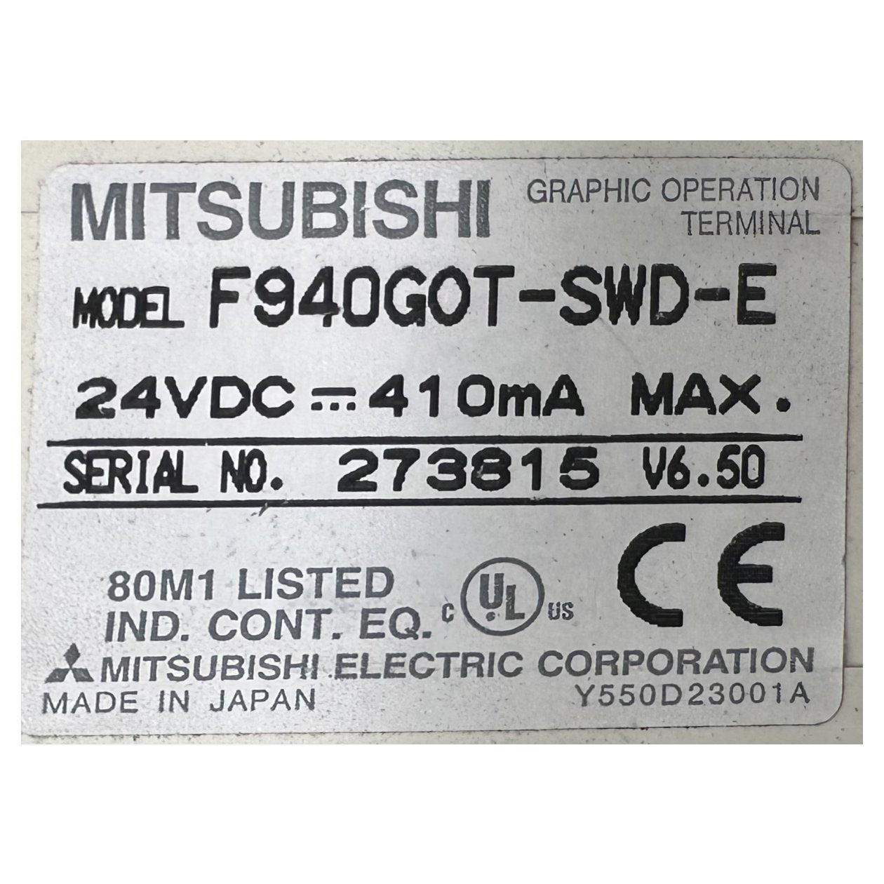 DJ296 Graphic Operation Terminal Mitsubishi F940G0T-SWD-E_5