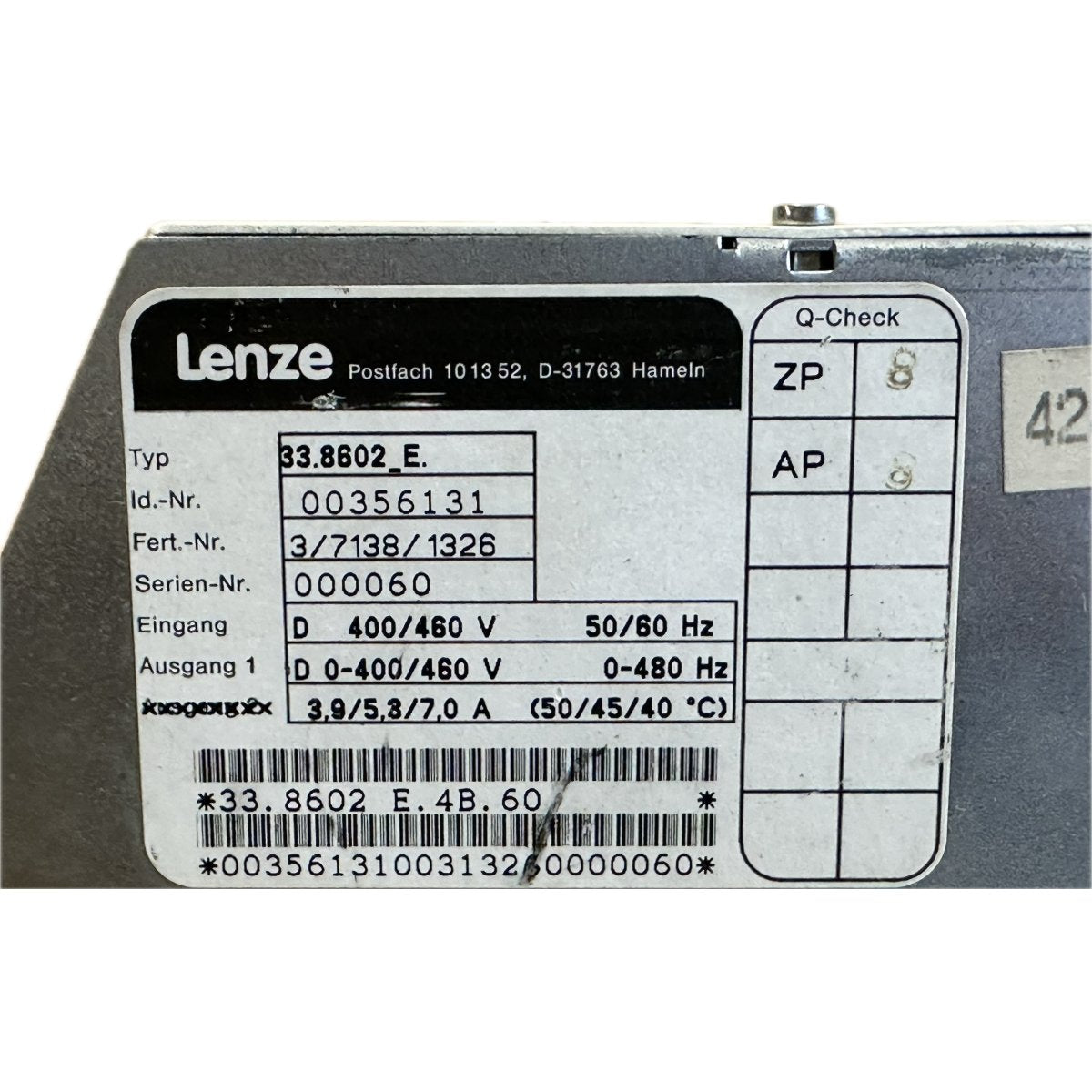 Lenze 33.8602 E.4B.60-4