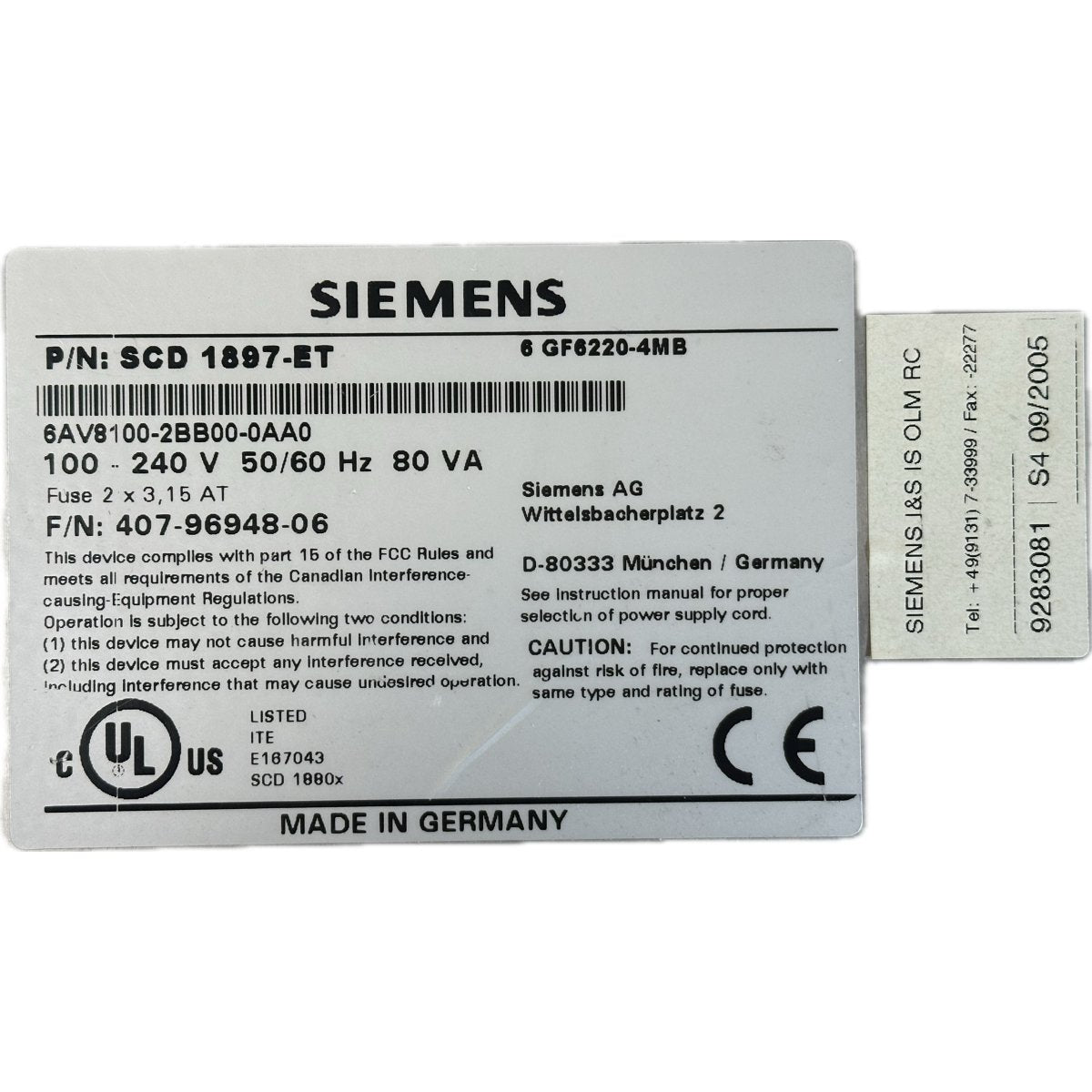 Siemens 6AV8100-2BB00-0AA0-4