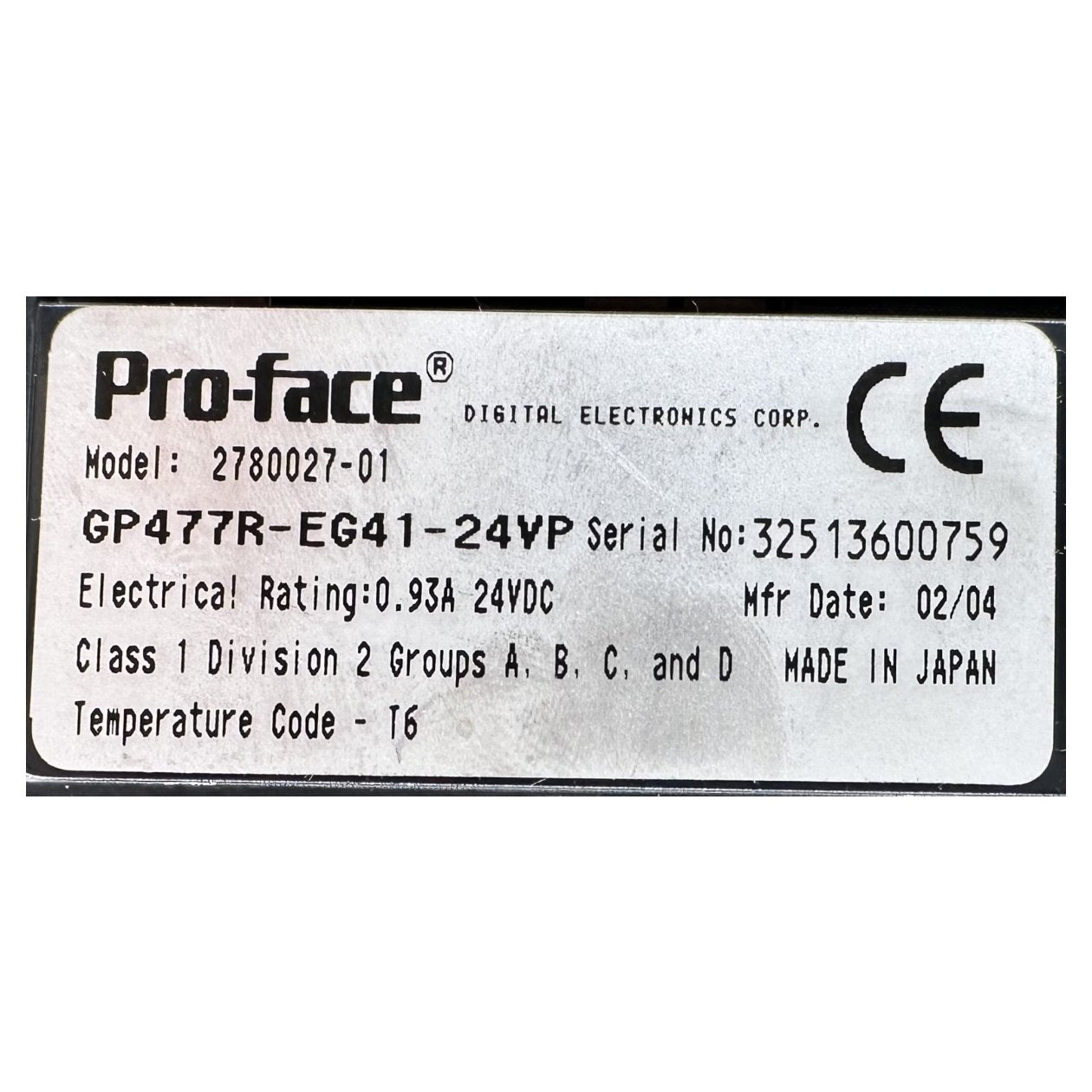 DJ54 Graphic Panel Pro-face Digital Electronics GP477R-EG41-24VP 2780027-01_4