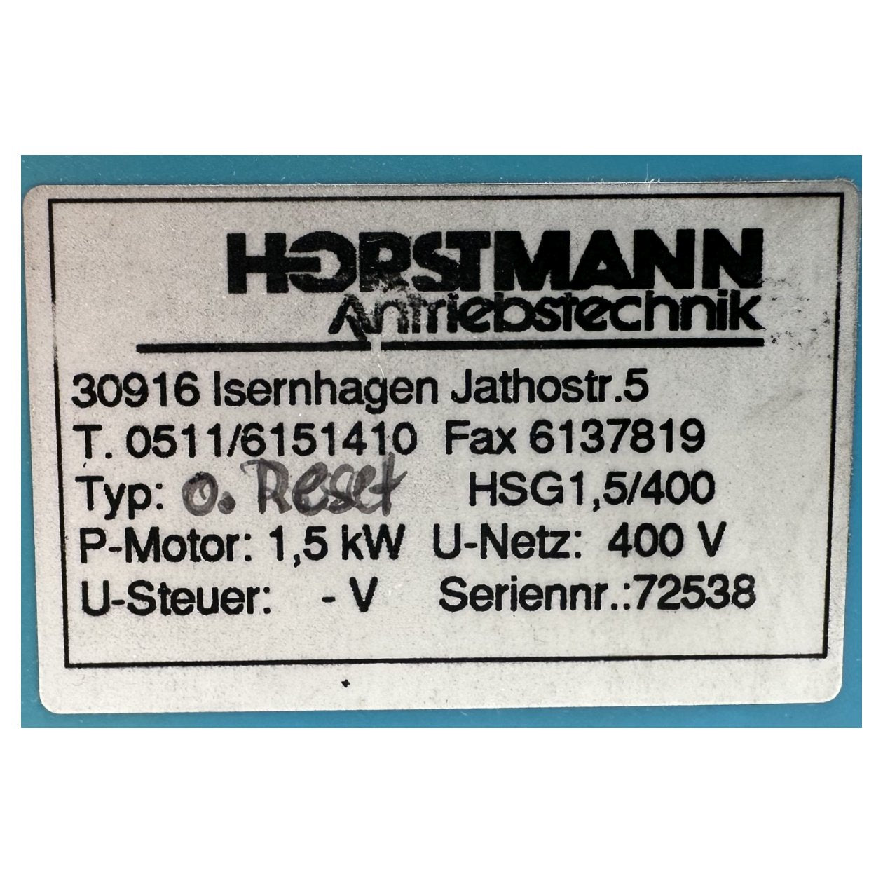 DJ658 Motor Horstmann HSG1,5/400_3