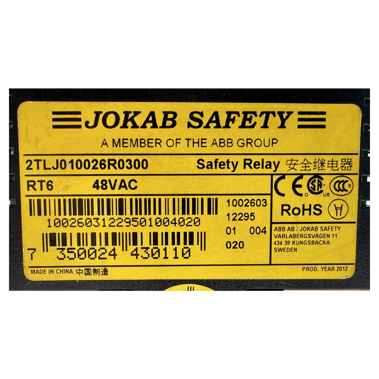 DJ675 Sicherheitsrelais Jokab Safety RT6 2TLJ010026R0300 48VAC_3