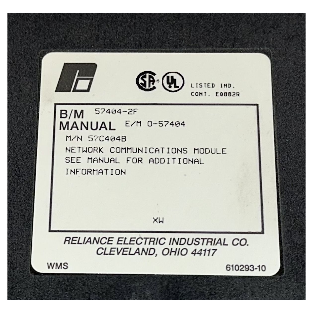 DJ847 Network Communications Module Reliance 57C404B 57404-2F_3