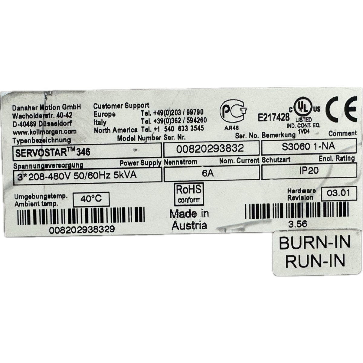 .FJ59 Servo Drive Danaher Motion Servostar 346 S30601-NA V03.01 ohne Lüfter_4