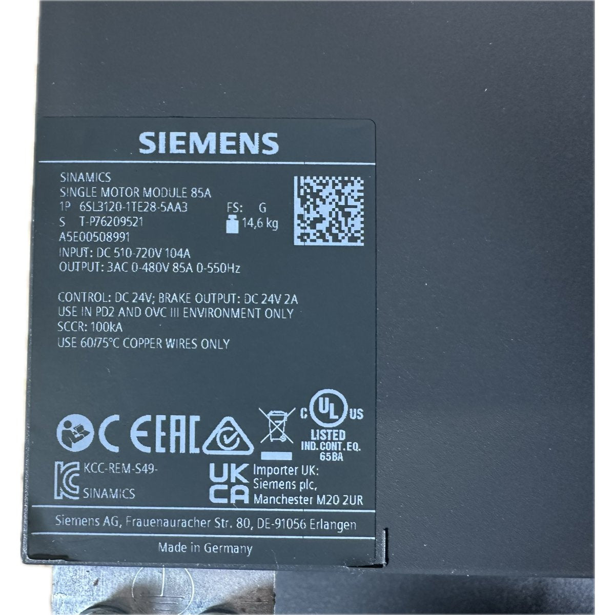 Siemens 6SL3120-1TE28-5AA3G-4