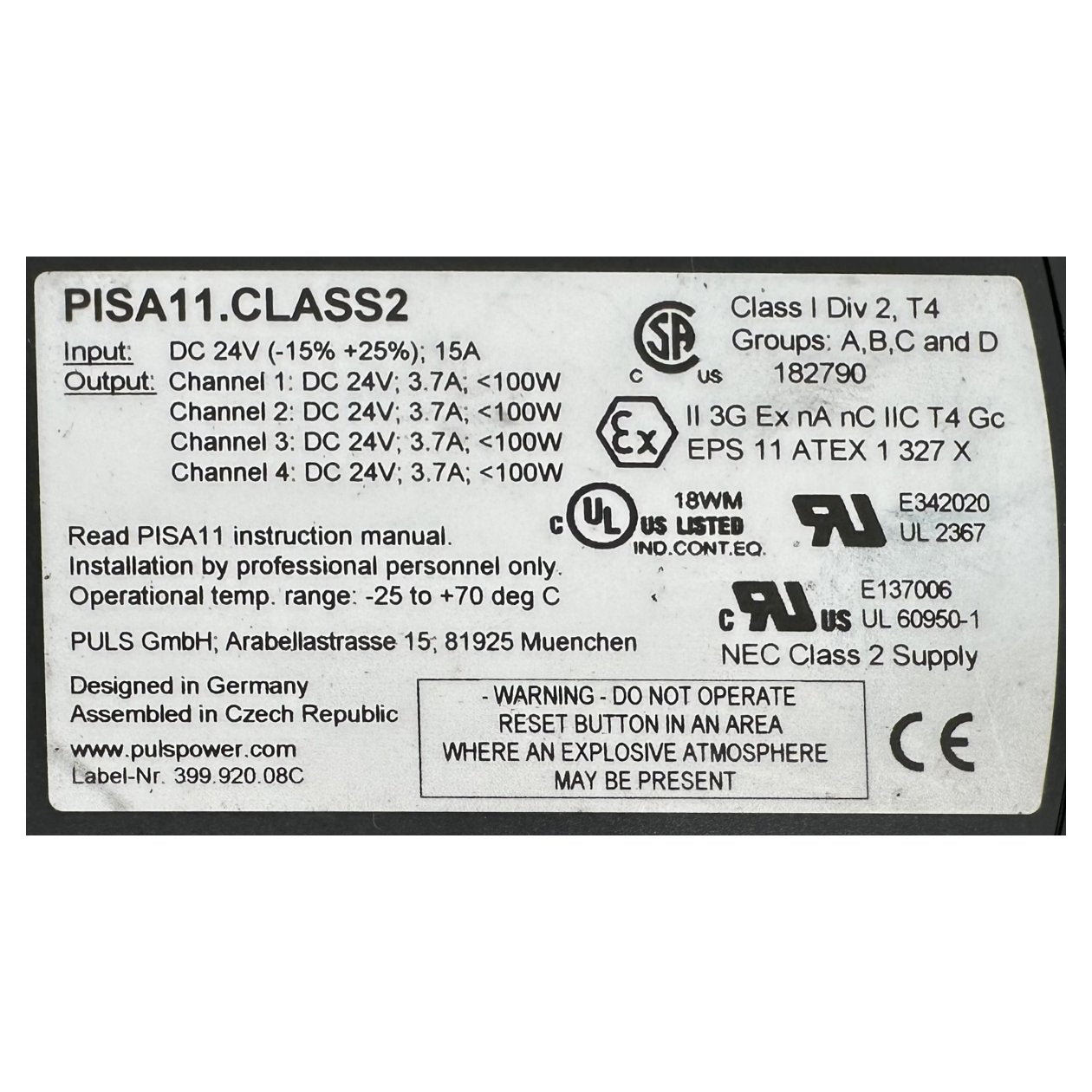 GJ155 Protection Module Puls PISA11.CLASS2_3