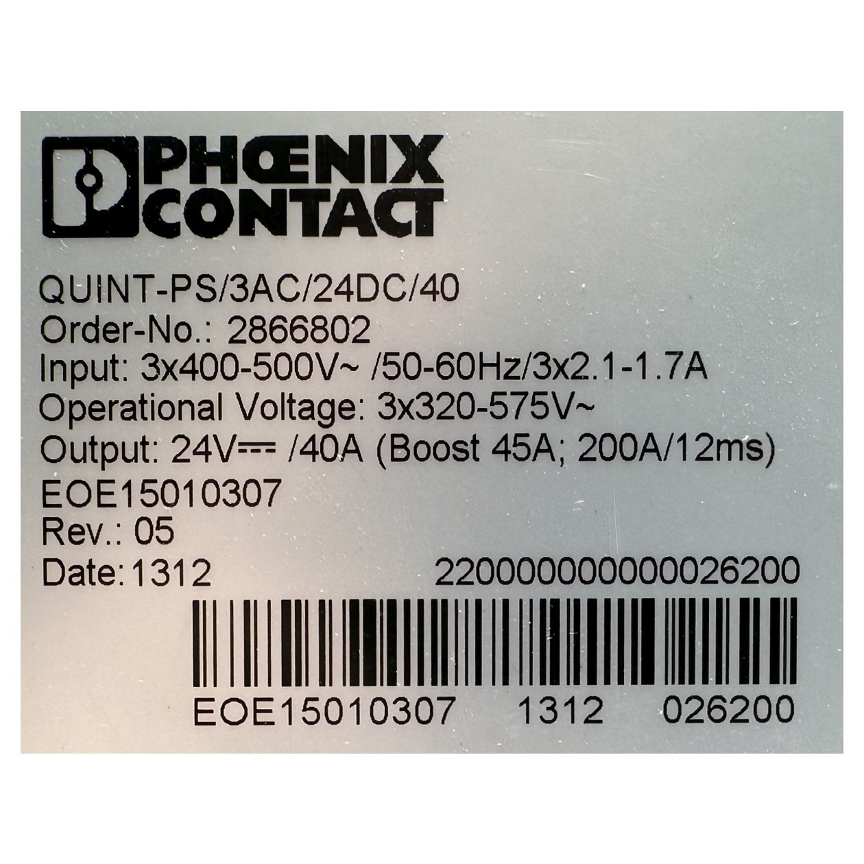 GJ157 Power Supply Phoenix Contact QUINT-PS/3AC/24DC/40_3