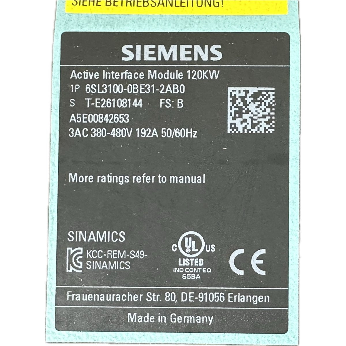 Siemens 6SL3100-0BE31-2AB0-4