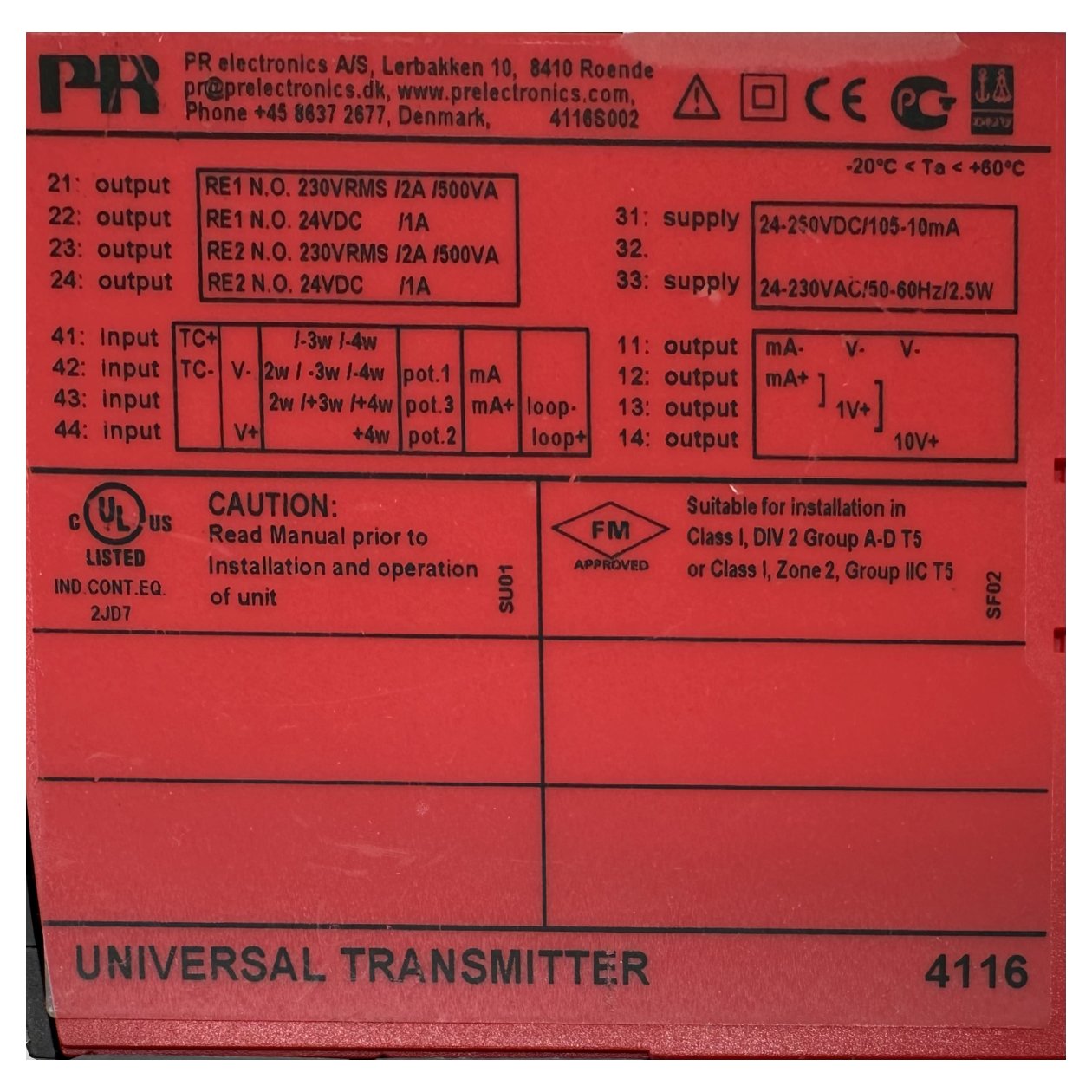 GJ223 Universal Transmitter PR Electronics 4116 mit 4501_3