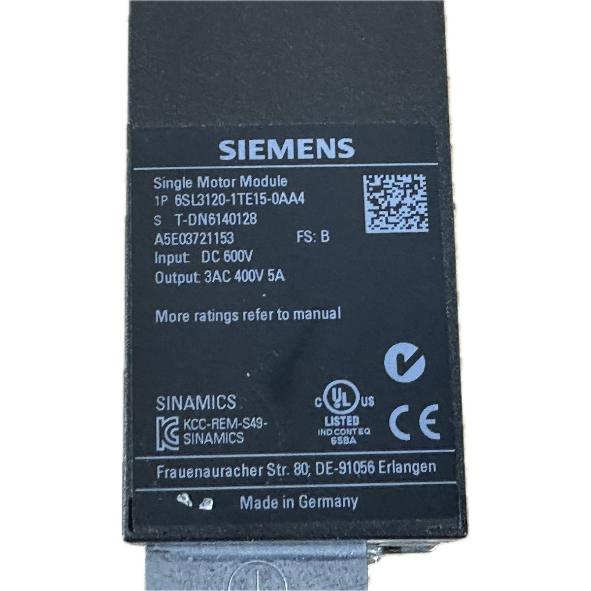 Siemens 6SL3120-1TE15-0AA4-4